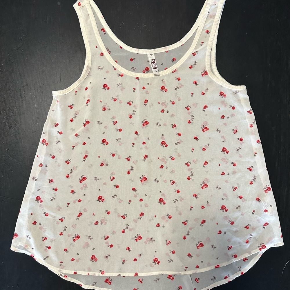 Sheer floral tank Size S